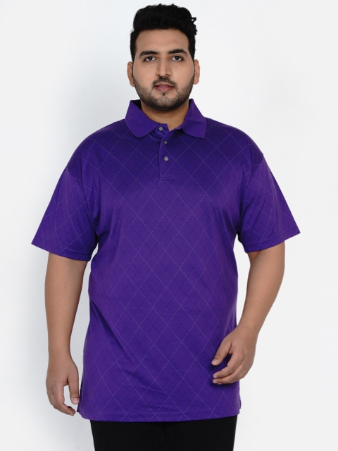 

Santonio Men Purple Printed Polo Collar Cotton T-shirt
