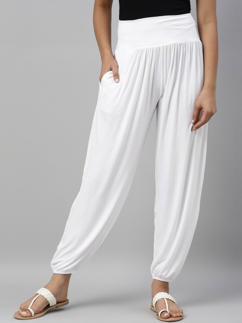 

Go Colors Women White Solid Loose-Fit Harem Pants