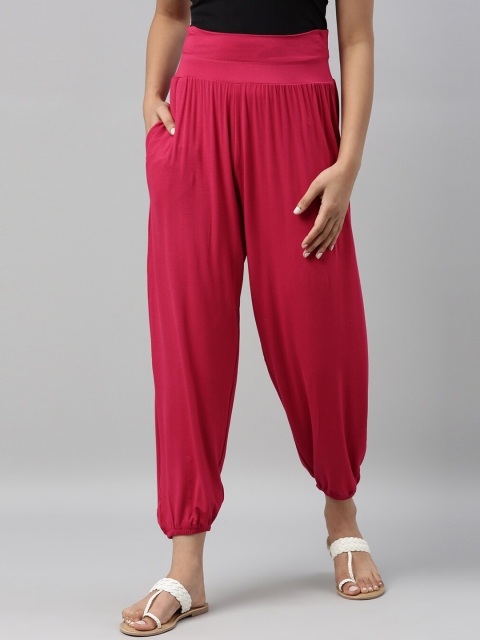 

Go Colors Women Fuchsia Pink Solid Loose-Fit Harem Pants
