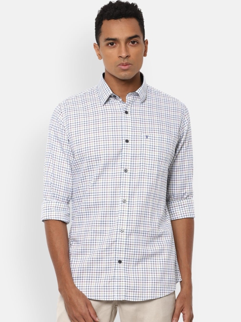 

Van Heusen Sport Men White Slim Fit Opaque Checked Pure Cotton Casual Shirt