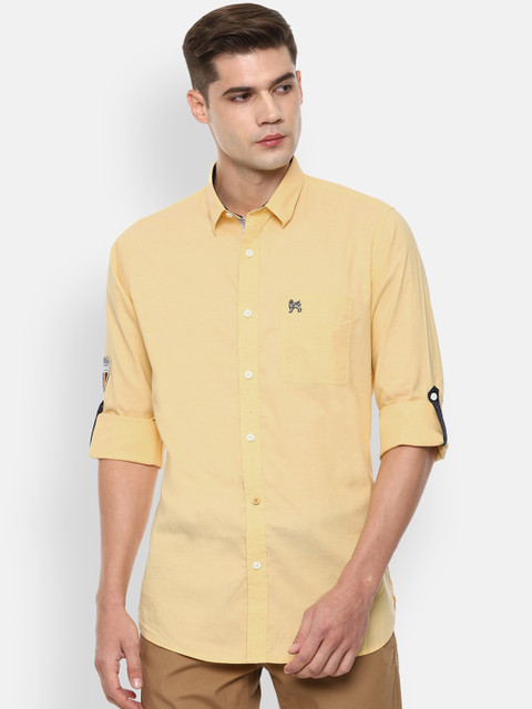 

Van Heusen Sport Men Yellow Slim Fit Opaque Pure Cotton Casual Shirt