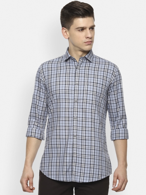 

Van Heusen Sport Men Blue Slim Fit Opaque Checked Pure Cotton Casual Shirt