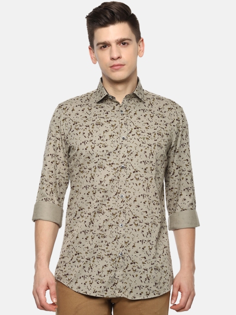 

Van Heusen Sport Men Khaki Slim Fit Opaque Printed Pure Cotton Casual Shirt
