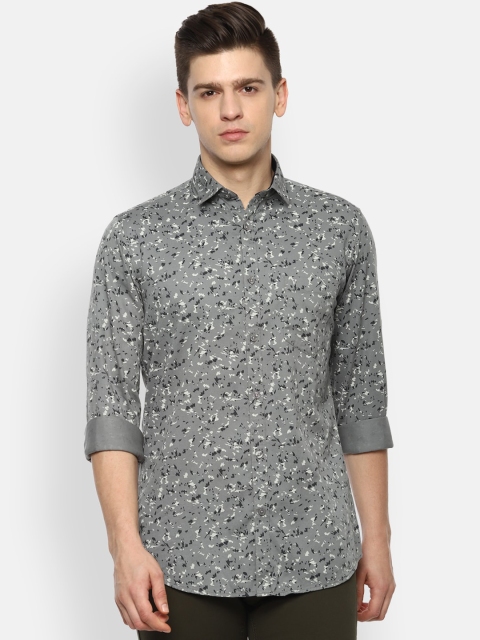 

Van Heusen Sport Men Grey Slim Fit Opaque Printed Pure Cotton Casual Shirt