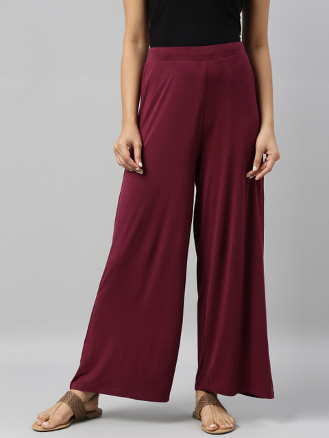 

Go Colors Women Burgundy Ethnic Palazzos