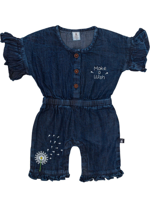 

Little Folks Girls Navy Blue Solid Round Neck Casual Jumpsuit