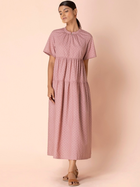 

Earthen BY INDYA Blush Dotted Tiered Maxi Dress, Pink