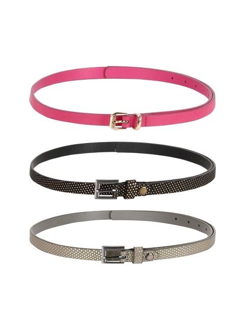 

Lavie Women Pack of 3 Embellished Belts, Grey