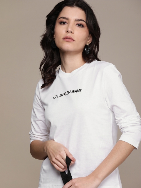 

Calvin Klein Jeans Women White & Black Printed T-shirt