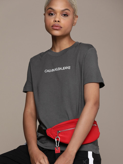 

Calvin Klein Jeans Women Grey Pure Cotton T-shirt