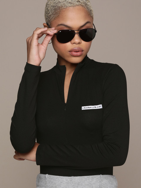 

Calvin Klein Jeans Women Black Solid Bodysuit