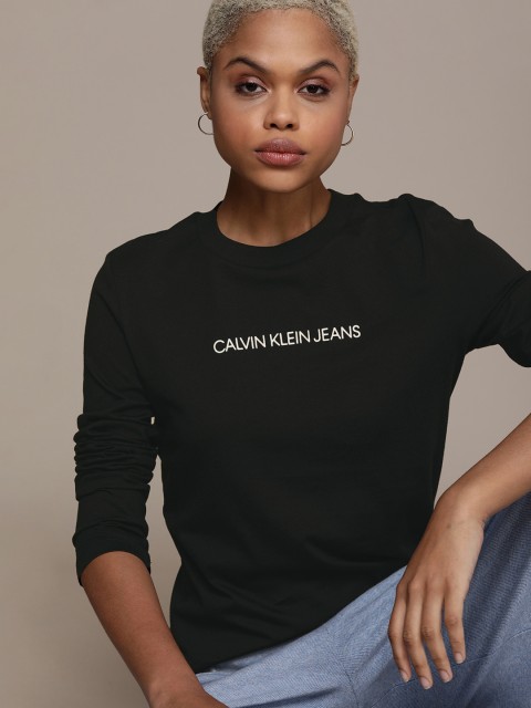 

Calvin Klein Jeans Women Black Pure Cotton T-shirt