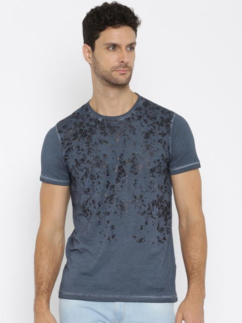 

SPYKAR Men Navy Blue Printed Round Neck T-shirt