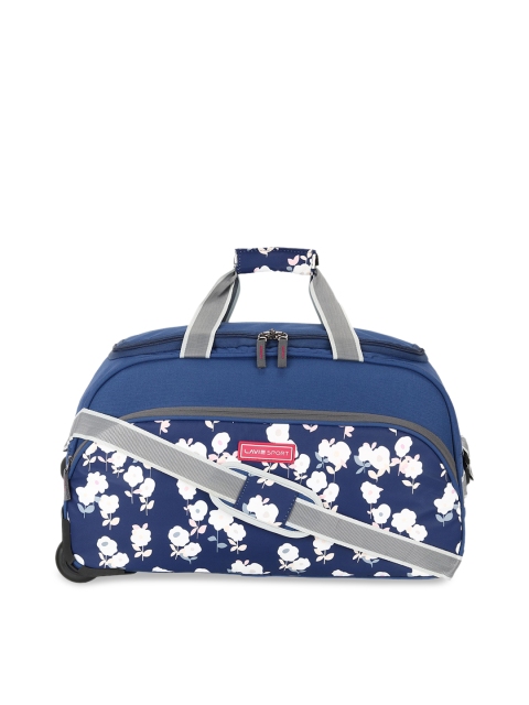 

LAVIE SPORT Unisex Navy Blue & White Floral Printed Small Trolley Duffle Bag