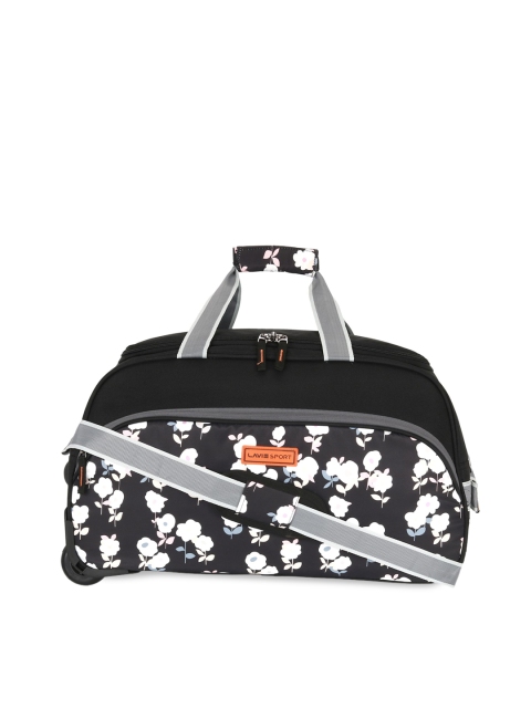 

LAVIE SPORT Unisex Black & White Printed Small Synthetic Wheel Duffle Bag