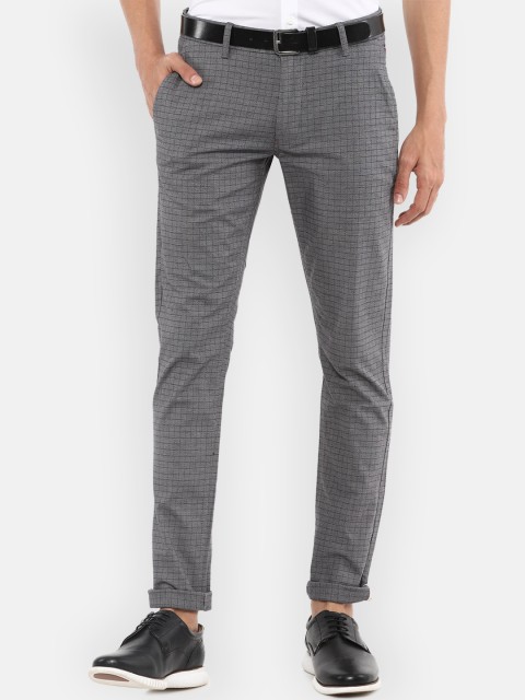 

Louis Philippe Sport Men Grey Checked Super Slim Fit Chinos Trousers