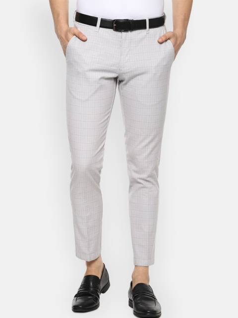 

Louis Philippe Sport Men Grey Checked Slim Fit Chinos Trousers