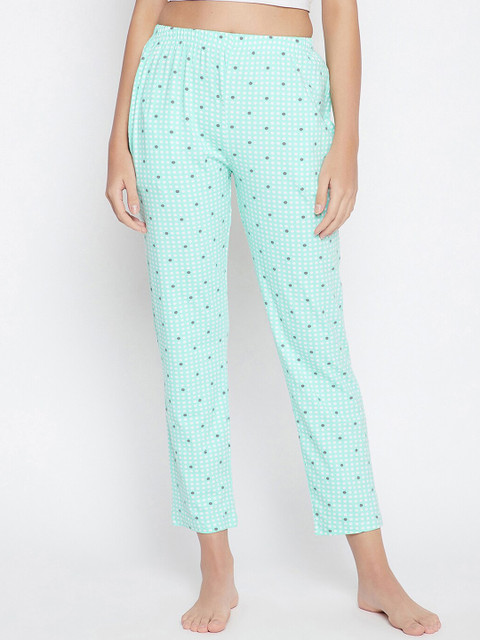 

Clovia Women Blue & White Printed Cotton Lounge Pants