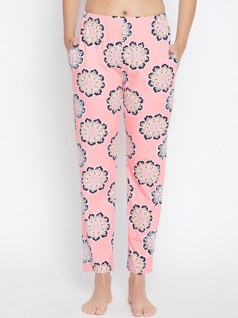 

Clovia Women Pink & Navy Blue Printed Cotton Lounge Pants