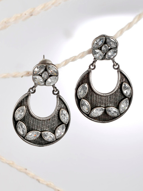 

Infuzze Silver-Toned Contemporary Drop Earrings