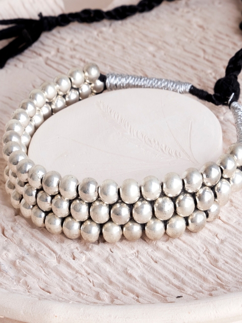 

Infuzze Silver-Toned Brass Silver-Plated Oxidised Necklace