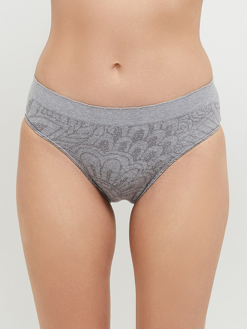 

max Women Grey Melange Self-Design Bikini Briefs
