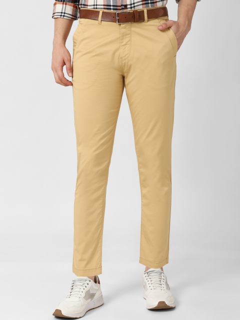 

Peter England Casuals Men Khaki Mid Rise Plain Flat Front Trousers