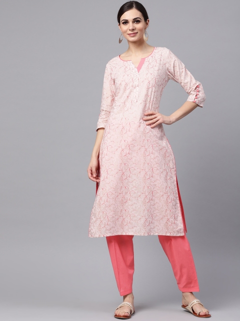 

Idalia Women Pink Paisley Printed Regular Pure Cotton Kurta with Salwar