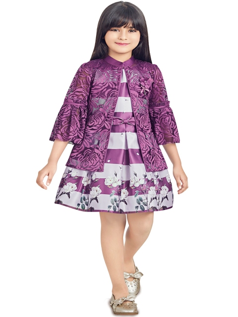 

Tiny Baby Girls Purple and White Floral Lace Dress