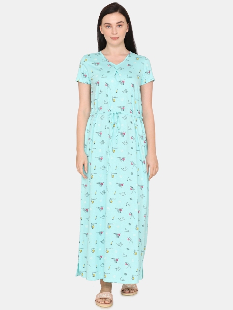 

Zivame Blue Printed Maxi Nightdress