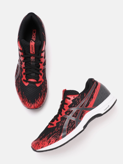 

ASICS Men Black & Red LYTERACER 3 Woven Design Running Shoes