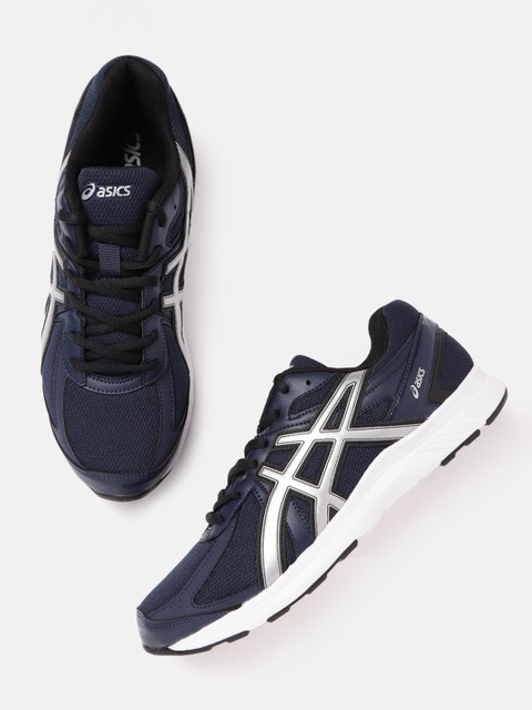 

ASICS Men Navy Blue & Silver-Toned Woven Design Road Jog Running Shoes