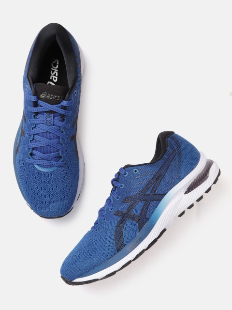 

ASICS Men Blue & Black Woven Design Gel Cumulus 22 Running Shoes