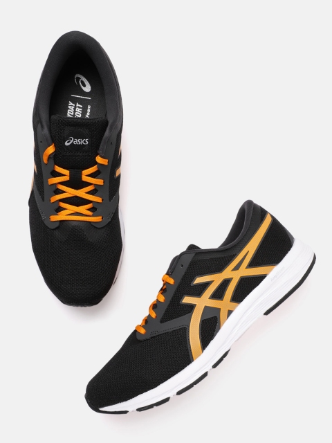 

ASICS Men Black & Mustard Yellow Woven Design AMPLICA Sneakers