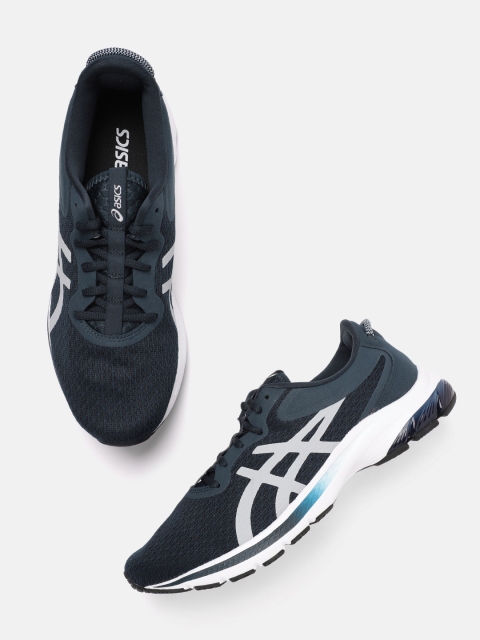 

ASICS Men Navy Blue & Black Gel-KUMO Lyte 2 Woven Design Running Shoes