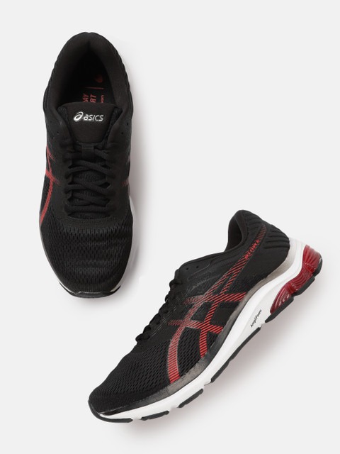 

ASICS Men Black Woven Design Gel Flux 6 Running Shoes