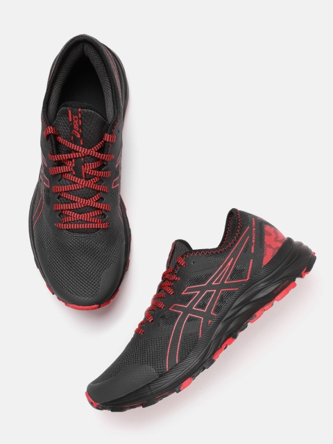 

ASICS Men Black & Red Gel-Excite Trail Printed Knitted Running Shoes