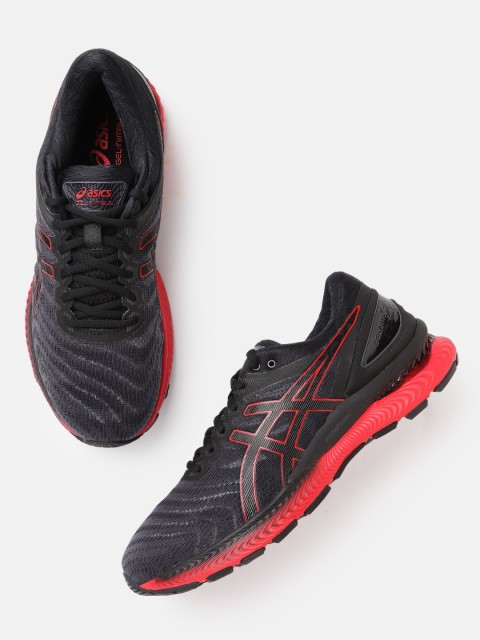 

ASICS Men Black & Red Woven Design Gel-Nimbus 22 Running Shoes
