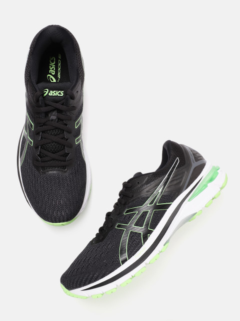 

ASICS Men Black & Fluorescent Green GT-2000 9 Woven Design Running Shoes