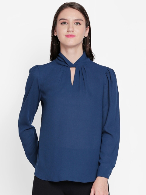 

Annabelle by Pantaloons Blue Keyhole Neck Regular Top