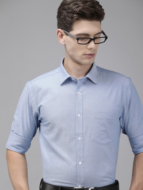 

Park Avenue Men Blue Solid Opaque Slim-Fit Pure Cotton Formal Shirt
