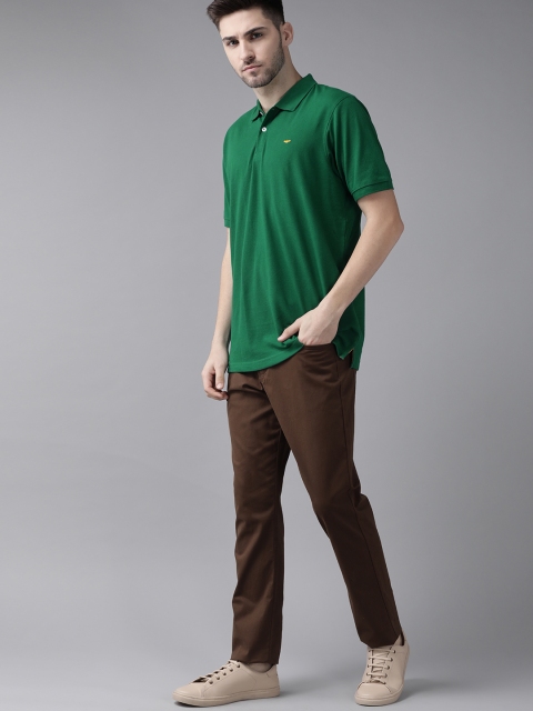 

Park Avenue Men Green Solid Polo Collar Slim Fit T-shirt