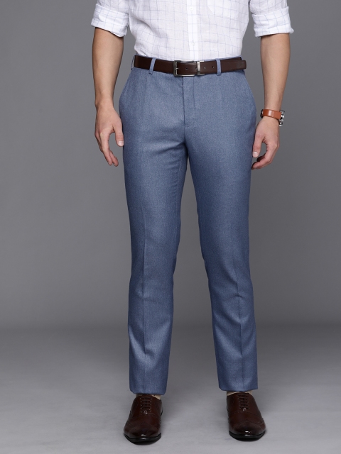 

Raymond Men Blue Textured Slim Fit Formal Trousers