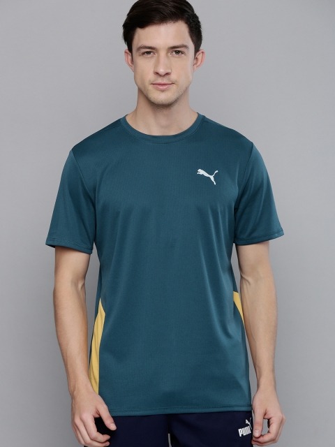 

Puma Men Blue & Yellow Brand Logo Printed Favourite Short Sleeve Drycell Running T-shirt