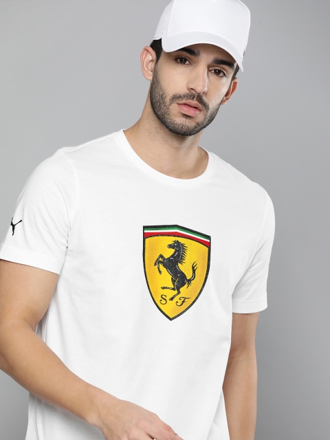 

PUMA Motorsport Men White Ferrari Race Shield Printed Pure Cotton T-shirt