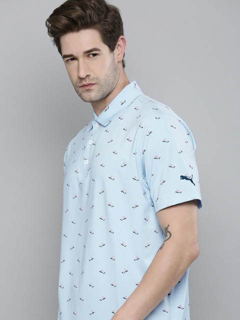 

Puma Men Blue & Pink Printed Polo Collar T-shirt