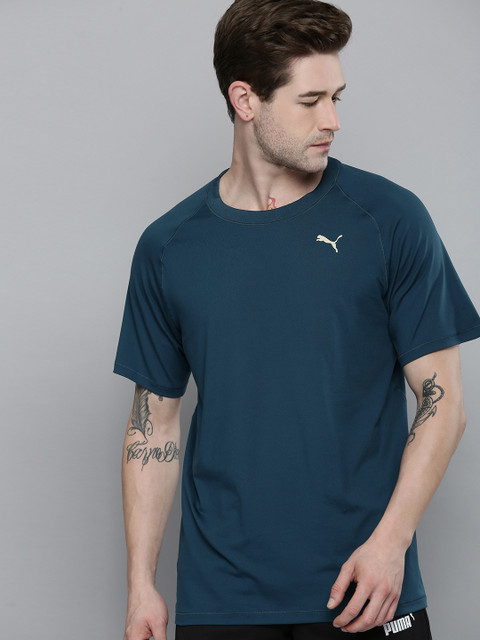 

Puma Men Teal Blue DryCELL Studio Short Sleeves T-shirt