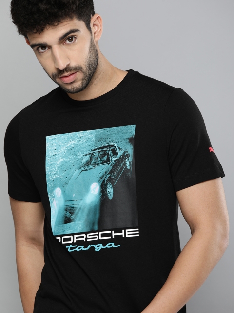 

PUMA Motorsport Men Black Blue Porsche Legacy Statement Printed Pure Cotton T-shirt
