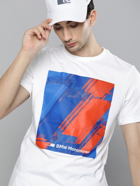

PUMA Motorsport Men White & Blue BMW Motorsport Printed T-shirt