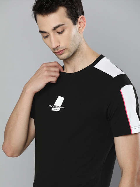 

PUMA Motorsport Men Black Porsche Legacy T7 Printed Pure Cotton T-shirt